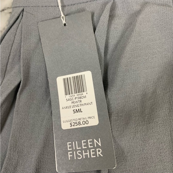 Eileen Fisher 100% Silk Grey Gray Joggers Pants NWT SIZE SMALL RETAIL $258 - Picture 2 of 7